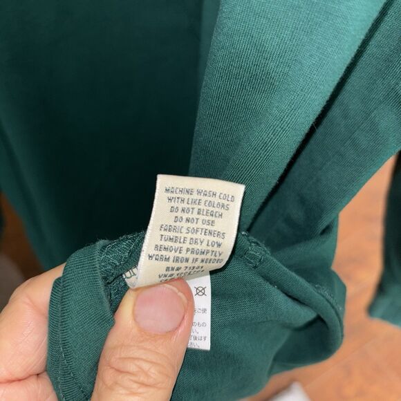 LL Bean Men L Tall Unshrinkable Tee Green Traditional 100% Cotton Casual Crew - Picture 7 of 7